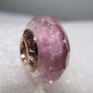 Fascinating Pink Shimming Bead Pandora Rose Gold Murano Glass Charm Spring Sale